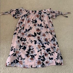 Pink Floral off the shoulder dress